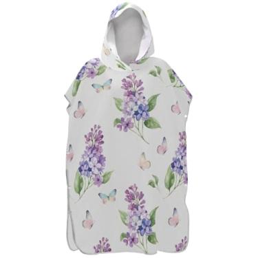 Imagem de Joisal Poncho de surfe plus size para adultos trocador de roupa de praia com capuz toalha de banho flor pastel ponchos de praia para homens