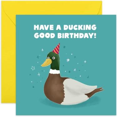Imagem de Cartão de aniversário Old English Co. Ducking Good Birthday para ele ou ela - Cartão de aniversário divertido para homens e mulheres - Cartão engraçado de aniversário de pato para filho, filha,