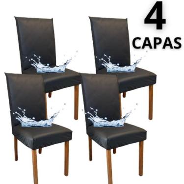 Imagem de Kit 4 Capas de Cadeira 100% Impermeável Couro Anti Manchas e Arranhões