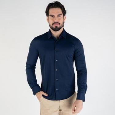 Imagem de Camisa Ellus Slim Tech Dry Azul Marinho-Masculino