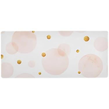 Imagem de Mouse pad de bolinhas rosa claro aquarela para jogos e escritório, mouse pad grande, 80 x 30 cm, superfície lisa e antiderrapante
