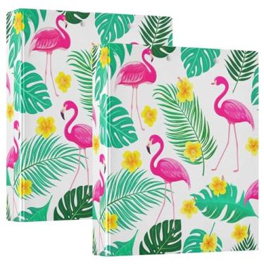 Imagem de Fichários de 3 anéis de flamingos rosa de 3 cm comporta 200 folhas, portfólio de animais, floral, anel redondo, fichário de receita, 31,5 x 27 x 6 cm, 1 pacote