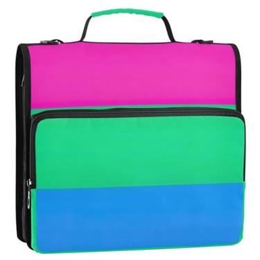 Imagem de PolySexual Pride Flag Graphic Element Saved 3 fichários anel D 1 1/2 polegada organizador de fichários escolares bolsa com alça de ombro carteira de armazenamento engraçada com alça de ombro estojo de