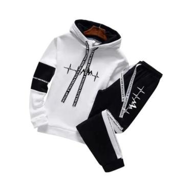 Imagem de Conjunto De Moletom Casual Masculino 2024 Com Capuz, Roupas De Corrida