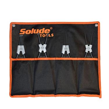 Imagem de Conjunto de 4 alicates de anel de pressão, kit de alicates de 33 cm com mandíbula reta dobrada, ferramenta interna externa de anel de pressão resistente para retenção de removedor de anel