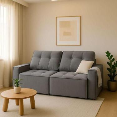 Imagem de Sofá Retrátil Reclinável 2 Lugares Para Recepção Suede Cinza - Black H