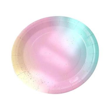 Imagem de Conjunto De Utensílios Para Festa De Aniversário Arco-Íris, Pratos De 