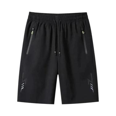 Imagem de Bermudas Esportivas Masculinas De Verão Pretas E Cinzas Casuais Para C