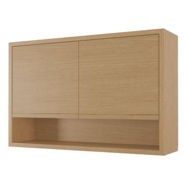 Imagem de Armário Aéreo De Cozinha 1,20m 2 Portas E Nicho 100% Mdf Cléo Madeirado Nesher Madeirado