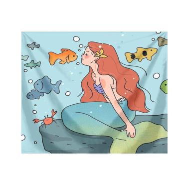 Imagem de Tapeçaria Mermaids Wall Microfabric 150x130cm Decoração de quarto