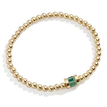 Imagem de BaubleBar Pulseira de pedra do mês de nascimento Tatum, One Size, Latão Vidro Zircônia cúbica, Sem Pedra Preciosa