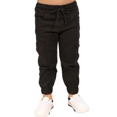 Imagem de Calça Jogger Cargo Sarja Kids Menino Lycra Cordão de Ajuste - Ewg Moda
