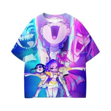 Imagem de Camiseta Kpop Purple Demon Hunters Para Meninas E Meninos, Manga Curta