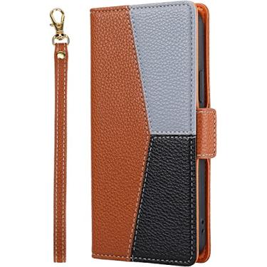 Imagem de MURVE Capa para iPhone 11/11Pro/11Pro Max, capa de telemóvel carteira flip de couro de alta qualidade com capa flip magnética e recurso de suporte com suporte para cartão (cor: castanho, tamanho: