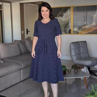 Imagem de Vestido Midi Feminino Gode Premium Em Malha Cinto - VALERIA ALVES MARC
