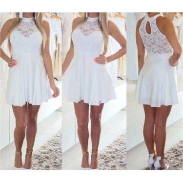 Imagem de Vestido Curto Rodado Casamento Civil, Blogueira, De Renda. - Cátia Bro