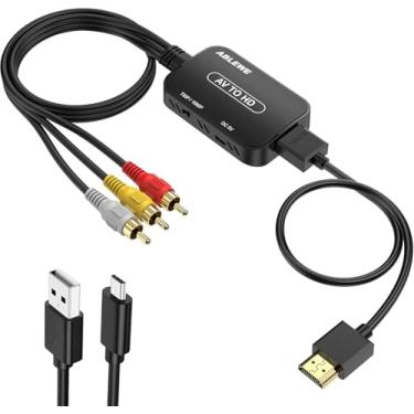 Imagem de ABLEWE Conversor RCA para HDMI, conversor AV para HDMI com cabo RCA e cabo HDMI suporta PAL/NTSC para reprodutores de DVD Roku/VHS/VCR/Blue-Ray