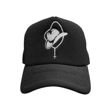Imagem de Boné Terço Nossa Senhora Rodeio Bordado Catolicismo Preto - Sete Sete 