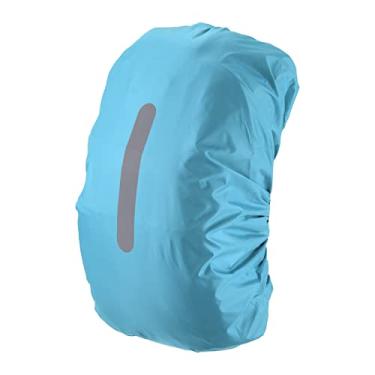 Imagem de PATIKIL Capa de chuva impermeável 40-50L, capa de mochila antiderrapante com alça refletiva vertical permanece seca para caminhadas, acampamento, caça, M, azul claro