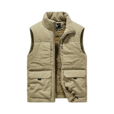 Imagem de Colete De Inverno Masculino Em Tamanho Grande, Sem Mangas, Com Múltipl