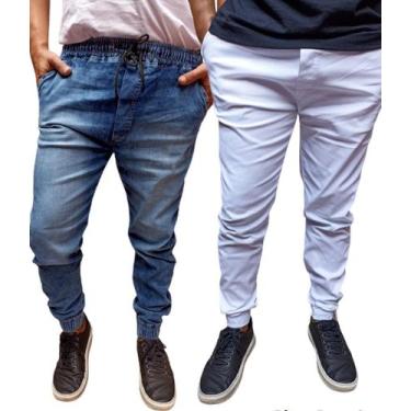 Imagem de kit 2 calças jogger masculina com elastano punho calça estilo novo - B