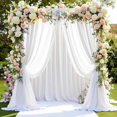Imagem de HAEFOO Cortina de pano de fundo branca – Cortinas traseiras de 50 x 3 m para festas, sem rugas, pano de fundo macio de poliéster, decoração de casamento, cenário fotográfico, resistente a manchas para
