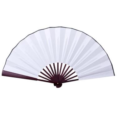 Imagem de Ventilador dobrável em branco,Ventilador portátil estilo oriental de 8/10 polegadas - Ventilador de escrita e pintura para decoração de casa de chá, restaurante e cafeteria