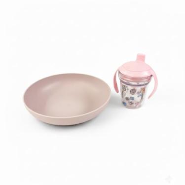 Imagem de Jogo Infantil – Prato + Copo Antivazamento com Alças e Bico, Material Resistente, Ideal para Bebês e Crianças