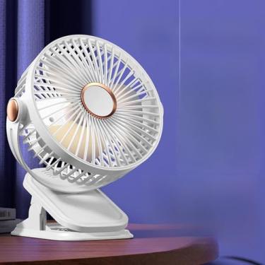 Imagem de 3 Velocidades Ventilador de Resfriamento Recarregável via USB para Prender em Mesa Carrinho Bebê Portátil Silencioso Rotação 360 Graus com Cabo Energi