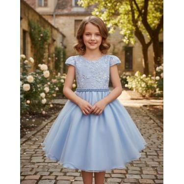 Imagem de Vestido Juvenil Princesa Bordado Casamento Batizado Curto - Algodão Do