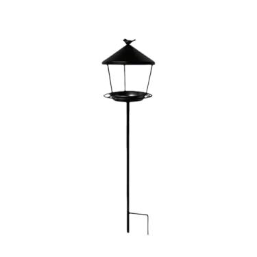 Imagem de Ｂｅｓｇａ Alimentador de pássaros com estaca, fácil de instalar, estilo vintage, com bebedouro para pássaros, ideal para quintal, gramado, ou jardim, Preto