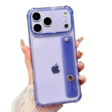 Imagem de siduater Capa com alça para iPhone 17 Pro de 6,3 polegadas com suporte de pulseira, capa protetora de TPU (poliuretano termoplástico) macio e transparente à prova de choque, resistente, alça ajustável