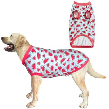 Imagem de Camiseta sem mangas para cães com estampa de melancia vermelha, colete macio, elástico, roupas de verão para cães grandes, meninos, meninas, média, vermelha