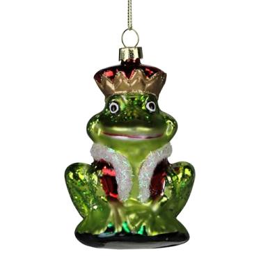 Imagem de HomArt Ornamento de príncipe sapo, 9 cm, vidro, verde
