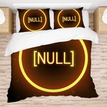 Imagem de Allenjoy Conjunto de edredom tamanho casal com símbolo nulo e código binário, decoração de quarto com 2 fronhas SC00614-005