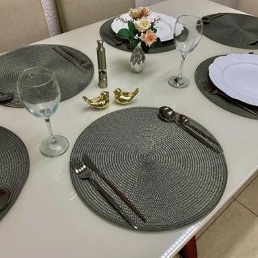Imagem de Kit 4 ou 6 Jogo Americano Redondo Jantar Mesa Posta Cozinha 38cm(Cinza,6)