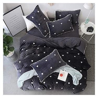 Imagem de Jogo de cama de casal, conjunto de capa de edredom de inverno, flanela macia e quente, tecido grosso e quente, conjunto de capa de edredom inclui capa de edredom para não amassar e resistente a