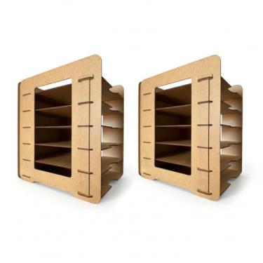 Imagem de Suporte Organizador de Documentos A4 em MDF para Mesa de Escritório, Porta Arquivos e Cadernos, Ideal para Organização de Folhas, Trabalho e Estudo (02 - Suportes)