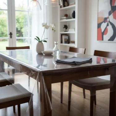 Imagem de Plástico Transparente Toalha De Mesa Impermeável Pvc 4 Lugares 0,10mm Retangular (8 Lugares)