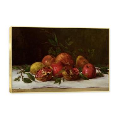 Imagem de Moldura dourada. Arte vintage emoldurada de frutas mortas, pintura clássica de cozinha country, decoração de parede de casa de fazenda quente para sala de jantar e cozinha. C11. 70 x 105 cm - 27,6 x