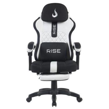 Imagem de Cadeira Gamer Rise Mode Z11, Ângulo Ajustável, Tecido, Branco e Preto 