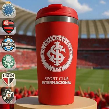 Imagem de Copo Térmico Emborrachado Inox 450 Ml Dos Times De Futebol I