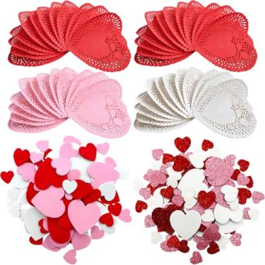 Imagem de mufanyu 256 Pcs Valentines Day Crafts Gifts Set with 100 Heart Doilies, 2 Bags Foam Heart Stickers for Valentines Day Wedding Party Decor DIY Scrapbooks Greeting Cards Arts Craft Supplies