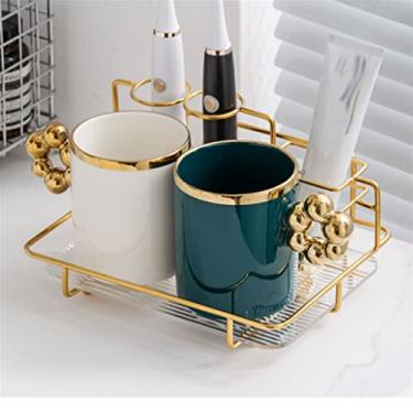 Imagem de THJKUPO Conjunto de copos para enxaguante bucal para casal escova de dentes doméstica, barra de dentes, lavagem de cerâmica