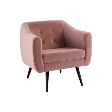 Imagem de Poltrona Decorativa Sala de Estar Pés Palito Cuddle Veludo Rosa - Gran Belo
