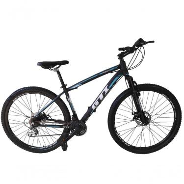 Imagem de Bicicleta Aro 29 Gti Roma Alumínio 27v Freio Disco Mecânico Garfo Suspensão - Preto/azul Tam.17