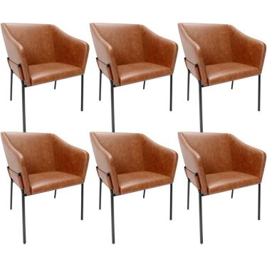 Imagem de Kit 6 Cadeiras Para Sala De Jantar Estar Living Olívia L02 Couríssimo Camel - Lyam Decor