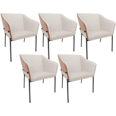 Imagem de Kit 6 Cadeiras Para Sala De Jantar Estar Living Olívia L02 Linho Cru Couríssimo Camel - Lyam Decor