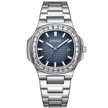 Imagem de Relogio Masculino Casual Quadrado Em Aço Inoxidável Impermeavel 3atm Azul