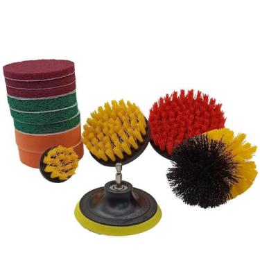 Imagem de Kit 14 Escovas Rotativa Giratória de Encaixe para Limpeza - Nagano